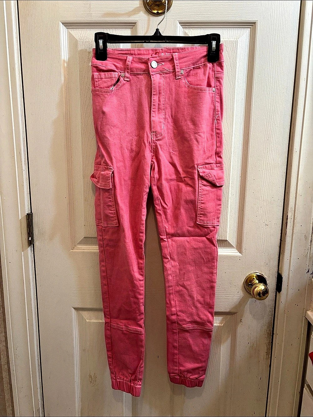 Celebrity Pink Juniors' Denim Cargo Joggers Pink